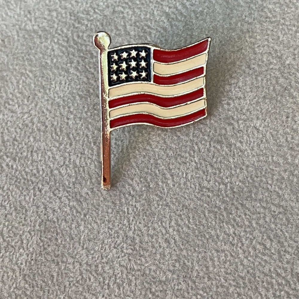 Vintage JJ USA Flag Enamel Signed Pin